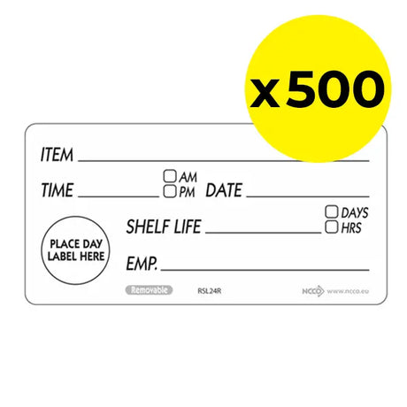Removable Shelf Life Labels - Pack of 500