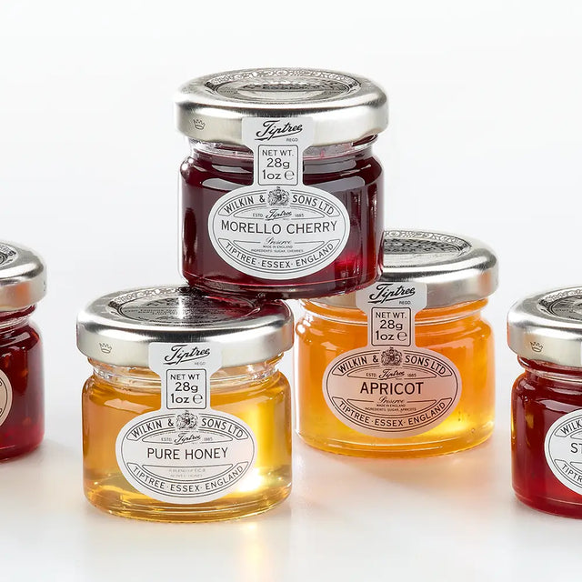 Tiptree jars with labels on a white background